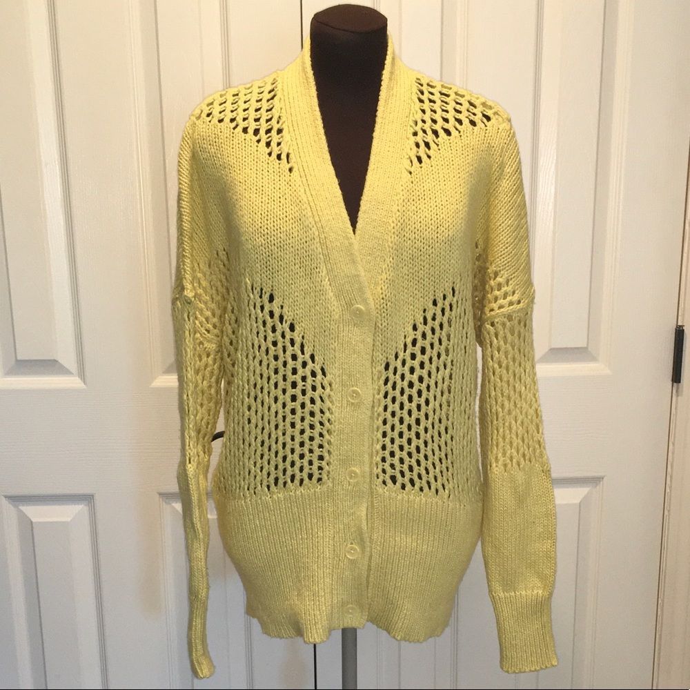 “Backyard cardigan” yellow chevron knit